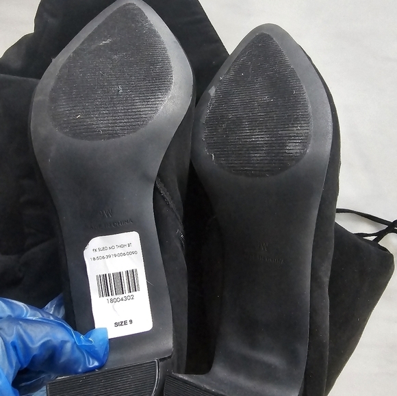 Nadia x FTF Mid Thigh Boots Women Sz 9W Black Ophelia Suede Back Laces New - Picture 9 of 14